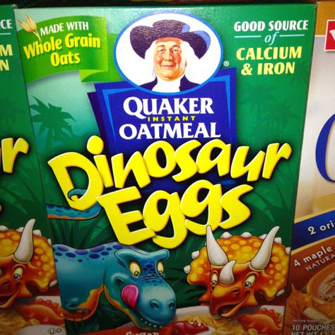 Dinosaur egg oatmeal :) Dinosaur Egg Oatmeal, Dinosaur 2000, Dinosaur 2000 Disney, Quaker Instant Oatmeal, 80's Cereal Boxes, Fortified Cereals, Instant Oatmeal, Brain Food, Dinosaur Theme