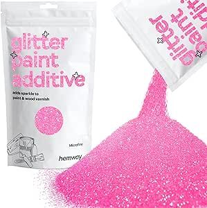 Hemway Glitter Paint Additive Crystals for Acrylic Emulsion Paint, Interior & Exterior Walls, Wood, Varnish, Matt, Gloss 100g / 3.5oz - Microfine (1/256" 0.004" 0.1mm) - Baby Pink Iridescent Glitter Paint Additive, Wood Varnish, Glitter Wall Art, Glitter Wall, Pink Iridescent, Glitter Paint, Paint Primer, House Paint Exterior, Ceiling Fan In Kitchen