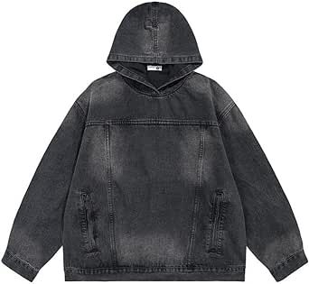 Attria Denim Fairy Grunge Hoodies for Men Casual Long Sleeve Hooded Pullover with Side Pockets Oversized Swearshirt Jean Hoodie, Mode Hip Hop, Hoodies Collection, Jeans Hoodie, Luxury Jacket, Denim Sweatshirt, Denim Hoodie, Vintage Man, Hooded Denim Jacket