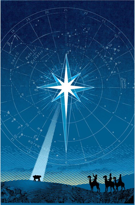 Star of Bethlehem. Illustrated by Carl Wiens. Represented by i2i Art Inc. #i2iart Light Of The World Painting, North Star Illustration, Christmas Star Illustration, Seasonal Illustration, 2018 Aesthetic, Shipping Forecast, The Star Of Bethlehem, Bethlehem Star, Soul Collage