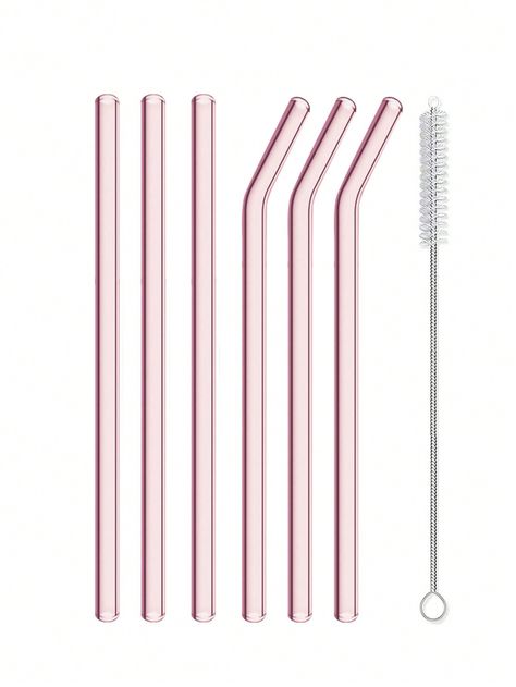 2/4/6pcs Glass Drinking Straws + 1pc Cleaning BrushI discovered amazing products on SHEIN.com, come check them out! Milkshake Drink, Coffee Beverages, Pink Christmas Gifts, Reusable Drinking Straw, Kitchen Christmas Gifts, Heat Resistant Glass, Baby Christmas Gifts, Glass Straws, Bar Drinks