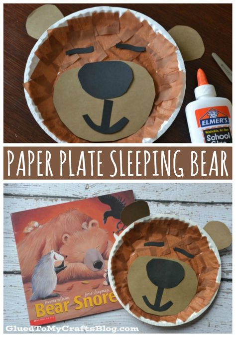 Bear Science Activities Preschool, Bear Snores On Craft Preschool, Hibernating Bear Art, Bear Unit Kindergarten, Bear Snores On Craft, Bear Snores On, Bear Snores On Activities Preschool, Winter Animals Preschool Crafts, Bear Snores On Activities