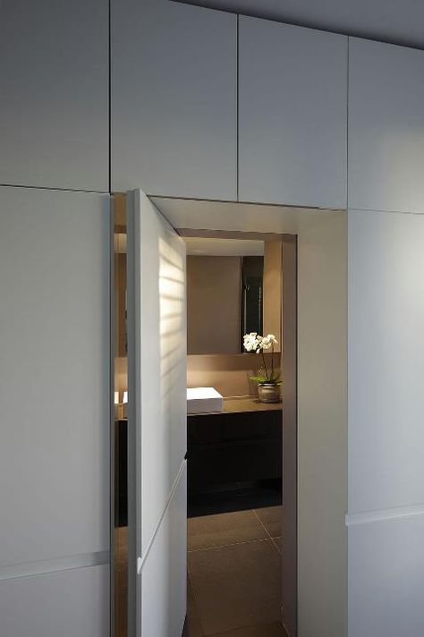 secret door Hidden Bathroom Door, Secret Room Doors, Door Remodel, Modern Closet, Hidden Rooms, Secret Door, Hidden Door, Secret Rooms, Bathroom Doors