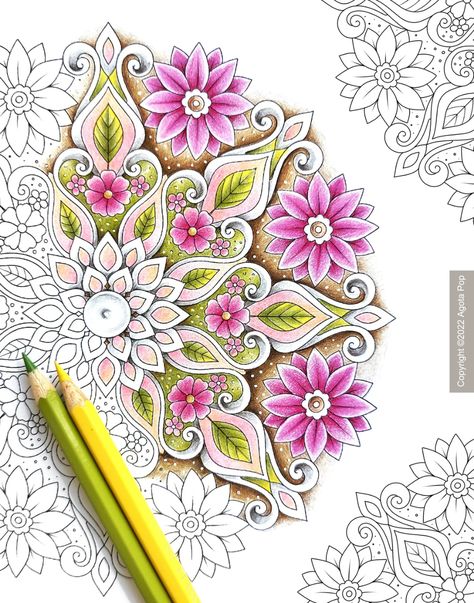 Floral Mandala Colouring Pages for Adults. Set of 3. Printable - Etsy Mandala Coloring Ideas, Colouring Pages For Adults Finished, Mandala Coloring Pages Finished, Finished Coloring Pages For Adults, Mandala Drawing Colourful, Mandala Art Colorful, Colorful Mandala Design, Colouring Pages For Adults, Mandala Colouring Pages