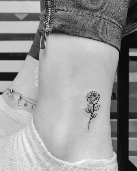 Basic Tattoos, Rose Tattoos For Women, Ankle Tattoos For Women, Small Rose Tattoo, Hand Tattoos For Girls, Small Pretty Tattoos, Petite Tattoos, Stylist Tattoos, Butterfly Tattoo Designs