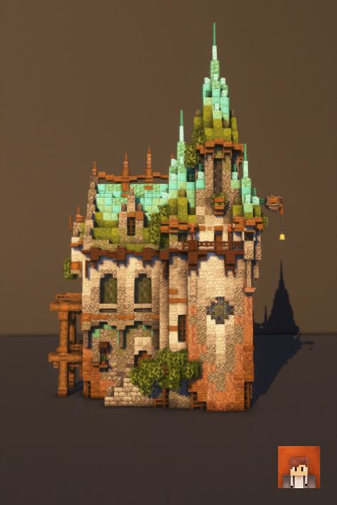 Here I built a small castle thats overgrown. It has a lot of texture and gradients. The texture pack I use is 'Stay True' and shaders 'complementary shaders' #Minecraft #MinecraftBuilds #MinecraftHouse #minecraftbuildingideas #Victorian #MinecraftBase #castle #minecraftcastle Copper Castle Minecraft, Elvin Castle Minecraft, Overgrown Castle Minecraft, Enchantment Building Minecraft, Barracks Minecraft, Minecraft Steampunk Castle, Minecraft Starter Castle, Minecraft Castle Wall Ideas, Mid Evil Minecraft