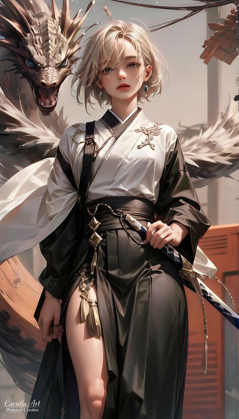 Battle Kimono Female, Battle Kimono, Fantasy Kimono, Dragon Kimono, Kimono Dragon, Kimono Outfits, Japanese Costume, Anime Kimono, Female Dragon