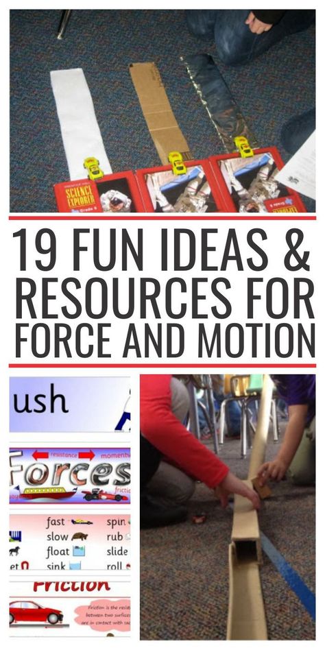 19 Fun Ideas & Resources for Force and Motion - texture, gravity, incline and some simple machines. Second Grade Science, 1st Grade Science, Third Grade Science, 8th Grade Science, 4th Grade Science, 6th Grade Science, 5th Grade Science, Force And Motion, Kindergarten Science