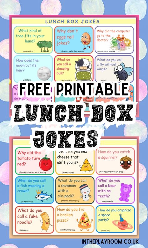 Free Lunch Box Jokes Printable for Kids - In The Playroom Getting Highlights, Free Printable Lunchbox Jokes, Printable Lunch Box Notes Kindergarten, Lunch Box Notes For Kids Kindergarten, Lunch Box Notes For Kids, Kids Lunch Box Notes, Lunchbox Jokes, Free Lunch, Lunch Table