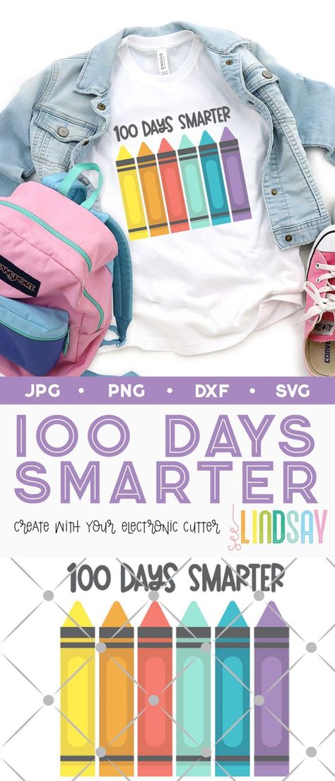 Create custom 100 Days of School shirts using your Cricut or Silhouette with these free SVG files. These 100 Days of School SVG files are free and can easily be uploaded to your computer and create your own custom shirts for kids or for teachers. #seelindsay #totallyfreesvg #freesvg #cricut #silhouette #irononvinyl #htv #freesvgfile #100daysofschool #100dayssvg #100daysshirt #schoolshirt Free Valentine Svg Files, School Shirt Ideas, Svg Shirts, Paper Folding Crafts, 100 Days Smarter, Valentine Svg Files, Disney Vacation Planner, 100 Days Of School Shirt, Crafts Cricut