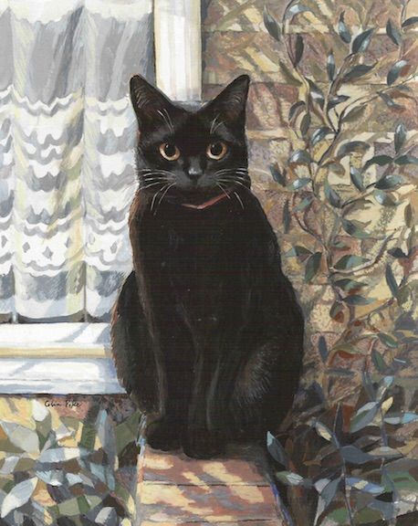 Cats Outside : Celia Pike Cat Paintings Animated Cats, Black Cat Illustration, Cats Outside, Cat Art Illustration, 강아지 그림, Black Cat Art, Paper Illustration, A Black Cat, Halloween Illustration