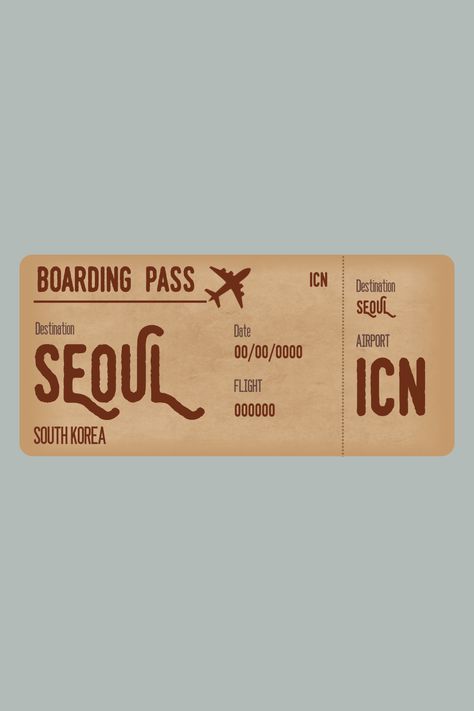 Looking for a unique and vintage-inspired gift for a traveler headed to Seoul? Check out our beautifully designed boarding passes that make for a memorable keepsake. Seoul Korea Travel, Korean Kawaii, Boarding Passes, South Korea Seoul, Kawaii Illustration, Korea Travel, Seoul Korea, Buy Vintage, Seoul