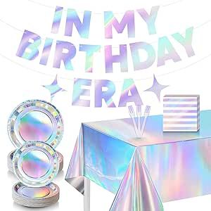 Iridescent Birthday Party, Iridescent Party Decorations, Iridescent Birthday, Holographic Party, Iridescent Design, Iridescent Party, Birthday Party Plates, Birthday Plates, Holographic Paper