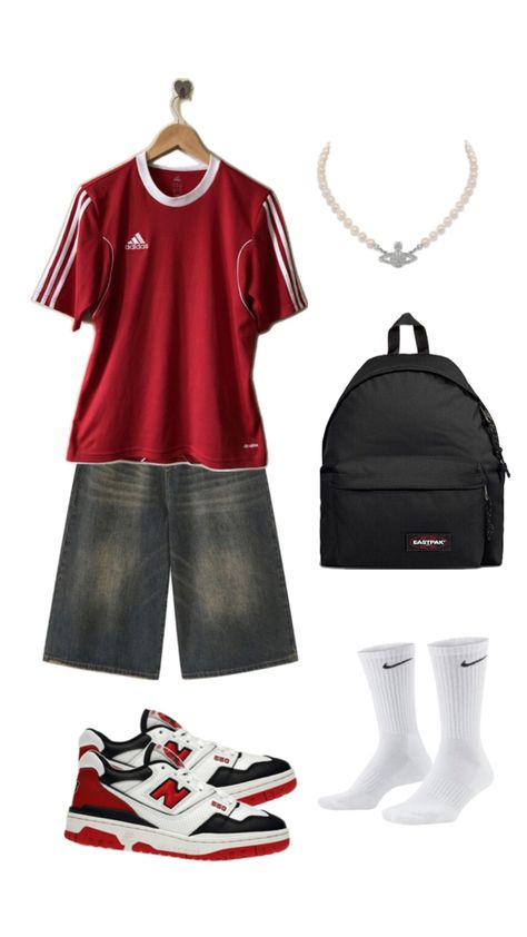 Red School Outfits, Red Streetwear Outfit, Formal Streetwear, Outfit Ideas For School, Red Streetwear, Outfit Inspo Casual, Cool Outfits For Men, Swaggy Outfits, Cute Everyday Outfits