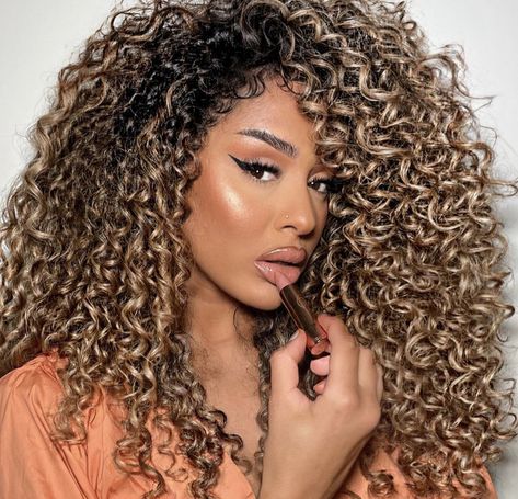 Color Afro, Crochet Hair Styles Freetress, Micro Braids Hairstyles, Ombre Curly Hair, Curly Crochet Hair Styles, Ash Hair Color, Goddess Braids Hairstyles, Brunette Hair With Highlights, Curly Hair Photos