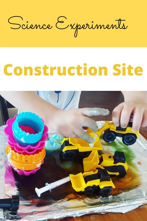 Science Experiment For Toddlers, Kids Science Activities, Construction Theme Preschool, Science Activities For Toddlers, Activities For Kids Preschool, Preschool Construction, Toddler Science Experiments, Toddler Board, Science For Toddlers