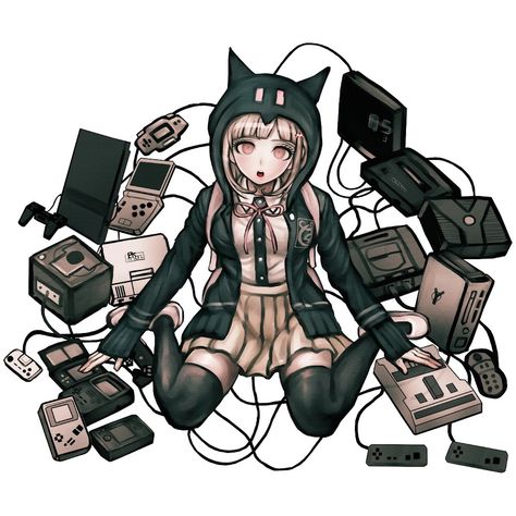 Chiaki Nanami Icons, Danganronpa Official Art, Danganronpa Sprites, Nanami Chiaki, Japanese Concept, Danganronpa V2, Chiaki Nanami, Danganronpa Icons, Goodbye Despair