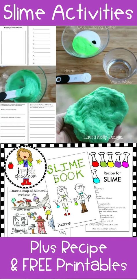 Slime Activities With Recipe and Free Printables #slime #recipe #extension #activities #free #printables Slime Activities, Slime Experiment, Slime Theme, Middle School Activities, Slime Time, Things To Do With Kids, Teaching First Grade, Interactive Book, Slime Recipe