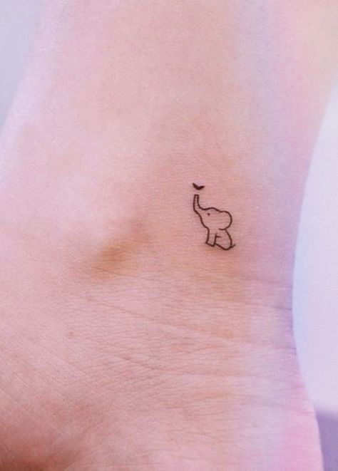 Elephant Inspired Tattoos, Minimal Tattoo For Women Simple, Elephant Tattoos Minimal, Mini Elephant Tattoo Simple, Tiny Tattoos Animals, Elephant Minimal Tattoo, Elephant Simple Tattoo, Minimalistic Elephant Tattoo, Minimalist Tattoo Elephant