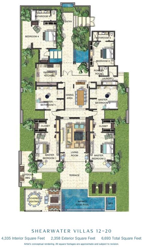 nice ideas here for waterfront Best Kitchen Layout, Suite Ideas, Caribbean Villas, Sims House Plans, House Layout Plans, Luxury House Plans, Trendy Bedroom, House Blueprints, Seminyak