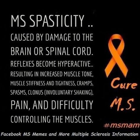 MS Spasticity .. caused by damage to the... - MS Memes and more Multiple Sclerosis Information | Facebook https://www.facebook.com/msmemesandmore/photos/a.442703572584474.1073741827.442627485925416/591699831018180/ Multiple Sclerosis Quotes, Multiple Sclerosis Funny, Multiple Sclerosis Awareness Month, Multiple Sclerosis Symptoms, Ms Symptoms, Chronic Pain Relief, Ms Awareness, Multiple Sclerosis Awareness, Autoimmune Disorder