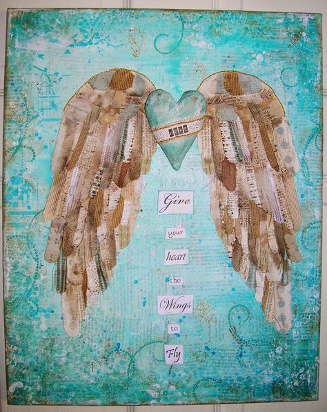 Ephemera Diy, Inspirational Crafts, Angel Paintings, Journal Techniques, Collage Inspiration, Mixed Media Cards, Metal Embossing, Beach Stuff, Ministry Ideas