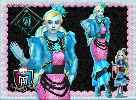 MH - Haunt Couture Lagoona Blue | Mooneonnature on Patreon Outfit Base, Monster High Lagoona, Haunt Couture, Laguna Blue, Glamorous Outfits, Lagoona Blue, Sims 4 Characters, Ts4 Cc, Sims Mods