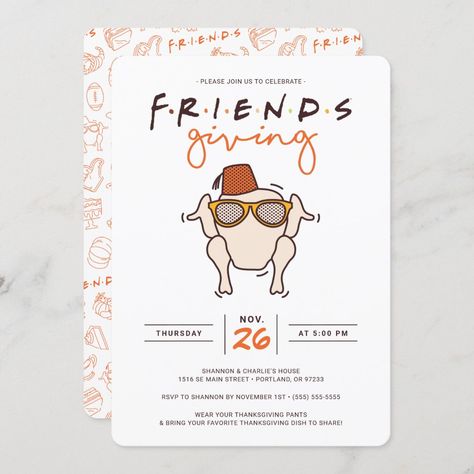 Invite all your friends to your F.R.I.E.N.D.S. Thanksgiving dinner withthese super cute Friendsgiving invitations. Personalize by adding all your party details! Friendsgiving Invitations, Friendsgiving Dinner Party, Senior Year Fun, Happy Friendsgiving, Friendsgiving Invite, Monica And Chandler, Thanksgiving Friendsgiving, Friendsgiving Dinner, Friendsgiving Party