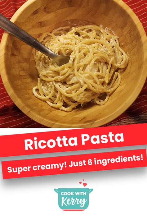 Ricotta pasta is a perfect use for leftover ricotta cheese; this is an easy six ingredient pasta that comes together through the magic of pasta water! #pasta #pastarecipes #spaghettirecipes #spaghetti #ricotta #ricottarecipes Spaghetti Ricotta, Leftover Ricotta, Pasta Side Dishes, Ricotta Recipes, Pasta Water, Ricotta Pasta, Pasta Dinners, Tasty Pasta, Spaghetti Recipes