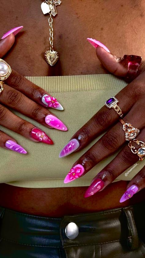 #orchidnails #nails #nailart #holiday #aesthetic #blackgirl Orchids Nails Art, Vibey Nails, Purple Y2k Nails, Cyberpunk Nails, Japan Hairstyle, Hawaiian Nails, Orchid Nails, Fruit Nails, Bday Nails