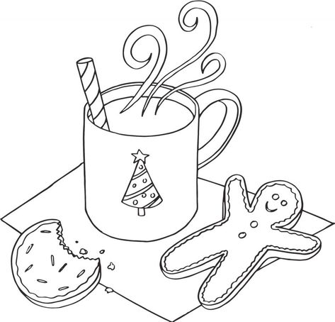 Cookies December Coloring Page Hot Chocolate Drawing, Chocolate Drawing, Christmas Hot Chocolate, Hot Chocolate Mug, Chocolate Color, Christmas Drawing, Christmas Coloring Pages, Free Printable Coloring, Free Printable Coloring Pages