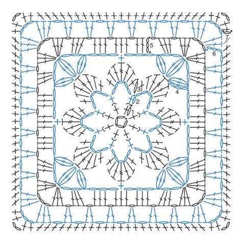 flower granny chart | Die besten 10 Ideen zu Flower Granny Square auf Pinterest | Omas ... Celebrate Success, Motifs Granny Square, Flower Granny Square, Crochet Geek, Crochet Motif Patterns, Crochet Granny Square Blanket, Crochet Bedspread, Crochet Blocks, Crochet Granny Square