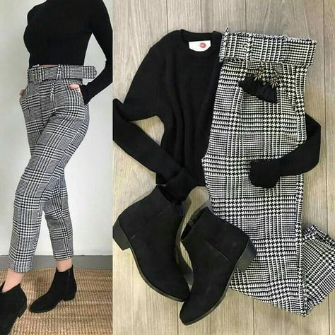 @AranzaDrive ❁ Plaid Slacks, Party Outfit College, Cooler Style, Causual Outfits, Pinterest Outfits, Casual Work Outfits, Winter Mode, Outfit Combinations, Plaid Pants