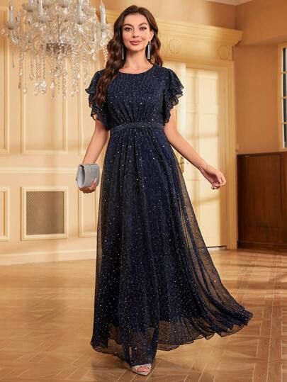 Modest Soiree Dresses, Semi Formal Mujer, Sequin Formal Dress, Blue Dress Formal, Blue Party, Vestido Casual, Women Long Dresses, Dresses For Teens, Waist Dress