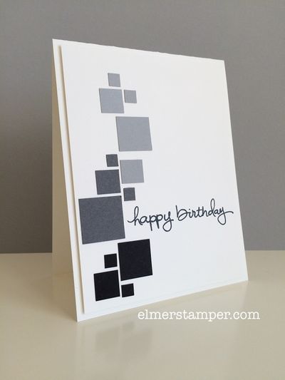 handmade birthday card ... Endless Birthday Wishes ... puched squares in shades of grey create a graphic look ... great card! ... Stampin' Up! Winter Karten, Masculine Birthday Cards, Bday Cards, Boy Cards, Birthday Card Design, 카드 디자인, Birthday Cards For Men, Birthday Cards Diy, Male Cards