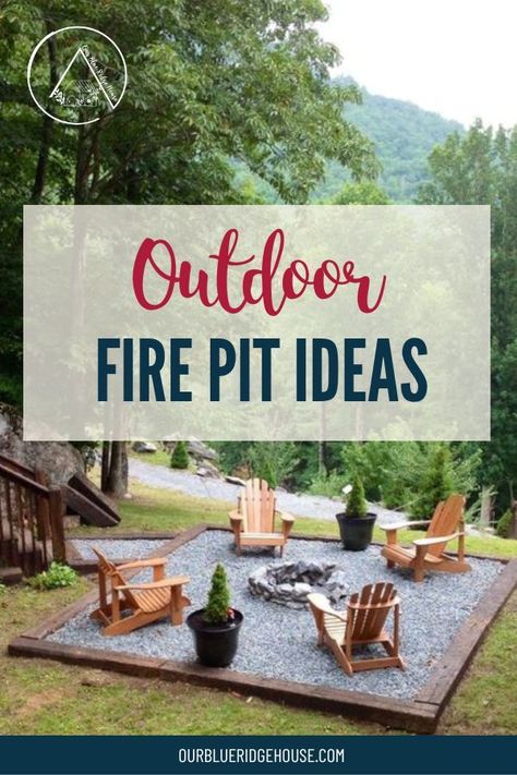 Whether you want to install an outdoor firepit or do a DIY backyard fire ring, you'll love these pictures and ideas. #firepit Firepits Backyard In Ground, Patio Fire Pit Ideas Diy, Corner Firepits Backyard Ideas, Firepits Backyard Ideas Gravel, Firepits Backyard Diy Outdoor Fireplaces, Small Yard Fire Pit Ideas Backyard Designs, Easy Firepits Backyard, Diy Bonfire Area, Campfire Ideas Fire Pits