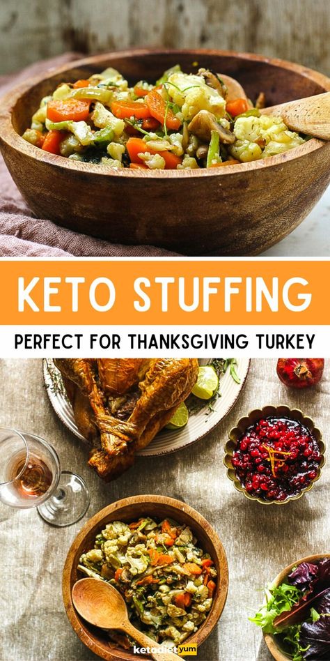 Cauliflower Keto Stuffing Recipe With Cauliflower, Thanksgiving Roast, Low Carb Stuffing, Cauliflower Keto, Keto Stuffing, Easy Cauliflower, Start Keto, Turkey Stuffing, Keto Lunch Ideas