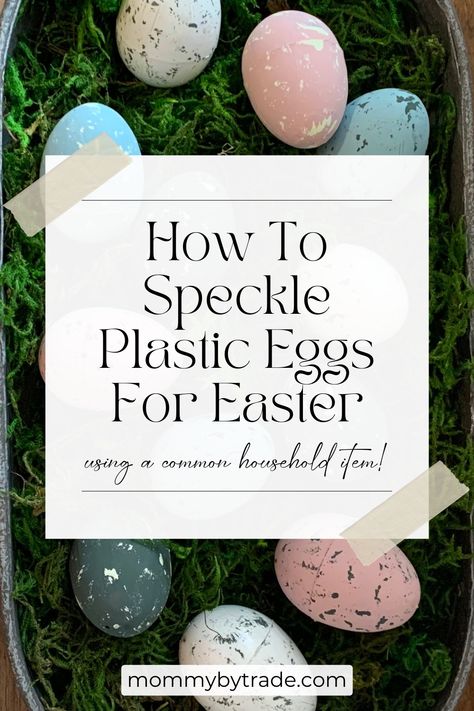 Are you looking for a way to repurpose all of those extra plastic Easter eggs that your kiddos gather from year to year? Then you will love this Easter DIY! In this tutorial I show you how to speckle plastic eggs in 3 very easy steps. And the common household I used to speckle the eggs may surprise you! #diyspeckledeggs #easterdiy #howtospeckleeggs #easterdecorations #homediy #dollartreediy Styrofoam Plates, Easter Eggs Kids, Speckled Eggs, Sponge Painting, Leftover Paint, Plastic Easter Eggs, Easter Egg Crafts, Painting Plastic, Egg Crafts