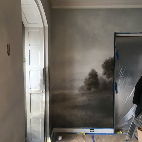 Dean Barger mural Townhouse Bathroom, Mural Landscape, Dream Interior, Scenic Wallpaper, New Traditional, Mural Art, House Inspo, House Inspiration, Decorative Painting