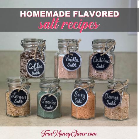 Infused Salt Recipes, Flavored Salts Recipes, Recipes Gift Ideas, Flavored Salt, Spicy Salt, Salt Gifts, Salt Recipes, Homemade Spice Mix, Gourmet Salt