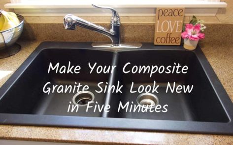 Composite Granite Sink Black Granite Sink, Granite Composite Kitchen Sink, How To Clean Granite, Granite Composite Sinks, Composite Sink, Granite Kitchen Sinks, Black Sink, House Chores, Clean Sink