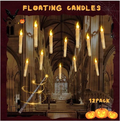 Floating Candles Halloween, Floating Led Candles, Long Candles, Christmas Birthday Party, Electric Candles, Hanging Candles, Battery Operated Candles, Witch Decor, Halloween Decorations Indoor