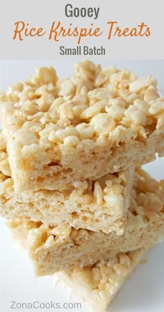 Gooey Rice Krispie Treat Recipe - Small Batch - These are the best Rice Krispie Treats in the world! This small batch recipe is ooey gooey deliciousness, easy to make, and just the right amount for two to four people! Microwave Rice Krispie Treats, Homemade Rice Crispy Treats, Crispy Treats Recipe, Peanut Butter Rice Krispie Treats, Rice Crispy Treats Recipe, Rice Krispie Squares, Krispie Treats Recipe, Rice Krispies Treats, Rice Recipes For Dinner