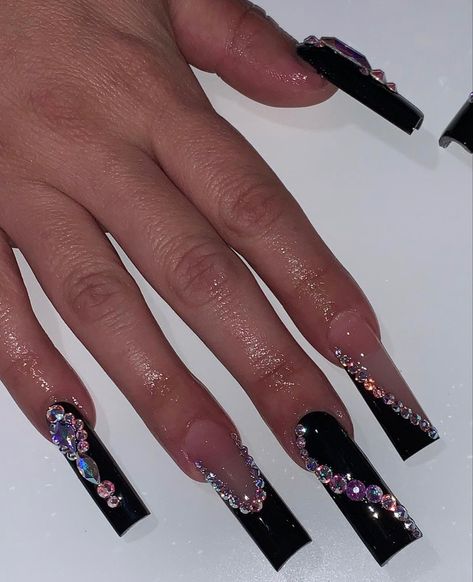 Acrylic Toe Nails, Black Acrylic Nails, Long Acrylic Nail Designs, Colored Acrylic Nails, Glow Nails, Short Square Acrylic Nails, Long Acrylic Nails Coffin, Acrylic Nails Coffin Pink, Black French