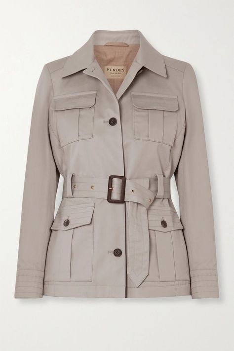 Purdey Belted Cotton-Gabardine Jacket Designer Blazers, Designer Coats, Belted Jacket, Luxury Women Fashion, Winter Trends, Coat Design, Loro Piana, Work Wardrobe, Coats And Jackets