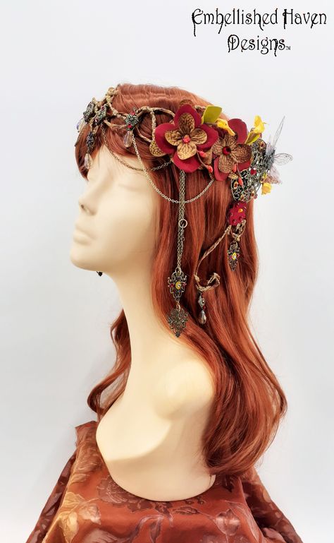 Demeter Costume, Autumn Fairy Costume, Fall Fairy Costume, Autumn Crown, Melanie Concert, Faerie Costume, Elf Crown, Wreath Crown, Fairy Headpiece