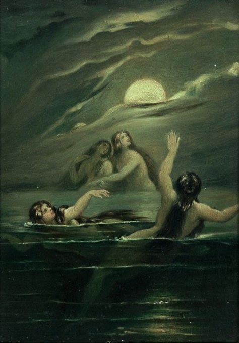 Moritz Von Schwind, Mermaid Journal, Pisces Moon, Water Nymphs, Rennaissance Art, Mermaid Painting, Les Nereides, Mermaid Aesthetic, Vintage Mermaid