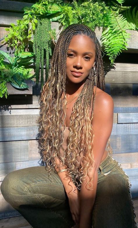 Vacation Hairstyles, Goddess Braids Hairstyles, Blonde Braids, Box Braids Hairstyles For Black Women, Cute Box Braids Hairstyles, Hair Twist Styles, Cool Braid Hairstyles, Box Braids Styling, Pretty Braided Hairstyles