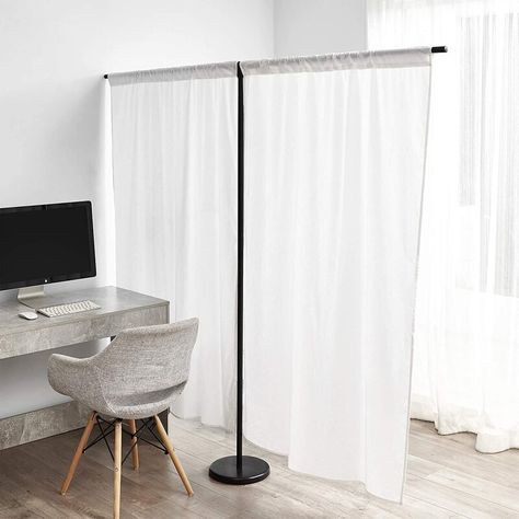 Rebrilliant Metcalf 84'' W x 72'' H Metal Single Panel Room Divider & Reviews | Wayfair Dorm Room Privacy, Dorm Comforters, Dorm Room Accessories, Small Dorm Room, Small Dorm, Market Display, Privacy Curtains, Small Space Living Room, Fabric Bed