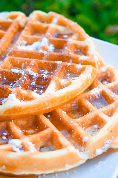 No Butter Buttermilk Waffles Waffle Recipe Without Butter, Waffle Recipe No Butter, Buttermilk Waffles Recipe, Buttermilk Waffles, Waffle Sandwich, Waffle Recipe, Waffle Recipes, Breakfast Breads, Butter Recipe